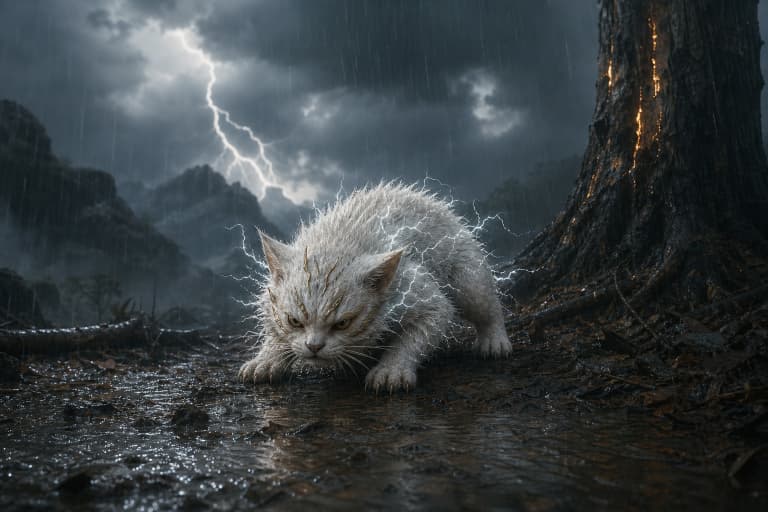 Кошачья форма (эпоха Эдо) — В большинстве изображений эпохи Эдо Райдзю предстаёт кошкой или куницей с белым вздыбленным мехом и короткими лапами.