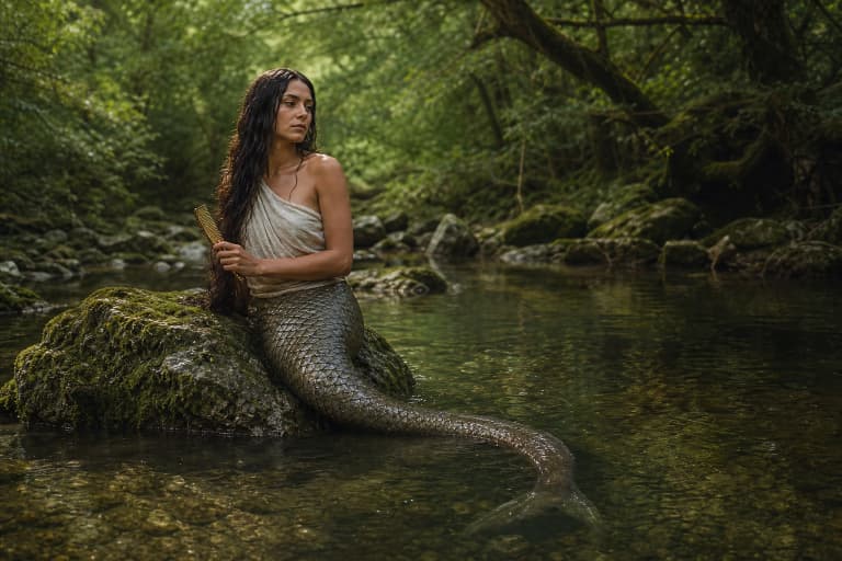 Ламинак с рыбьим хвостом — Labourd tradition: fish tail instead of bird feet, rusalka-like river spirits